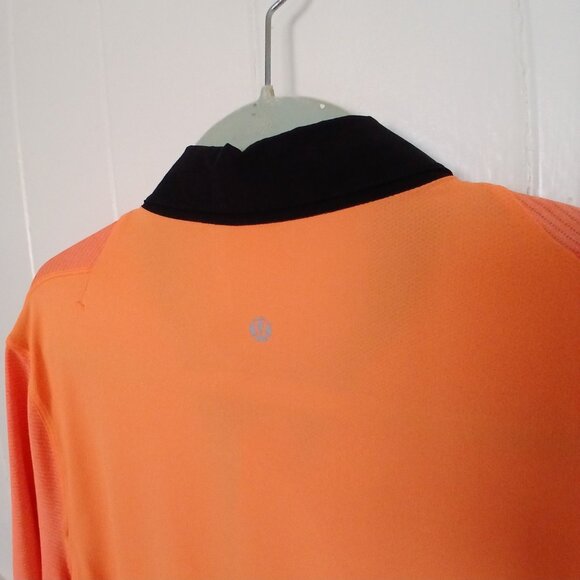 Lululemon Shirt Post Practice Polo Mens Large Orange Black Button Down Stretch* - Picture 3 of 13